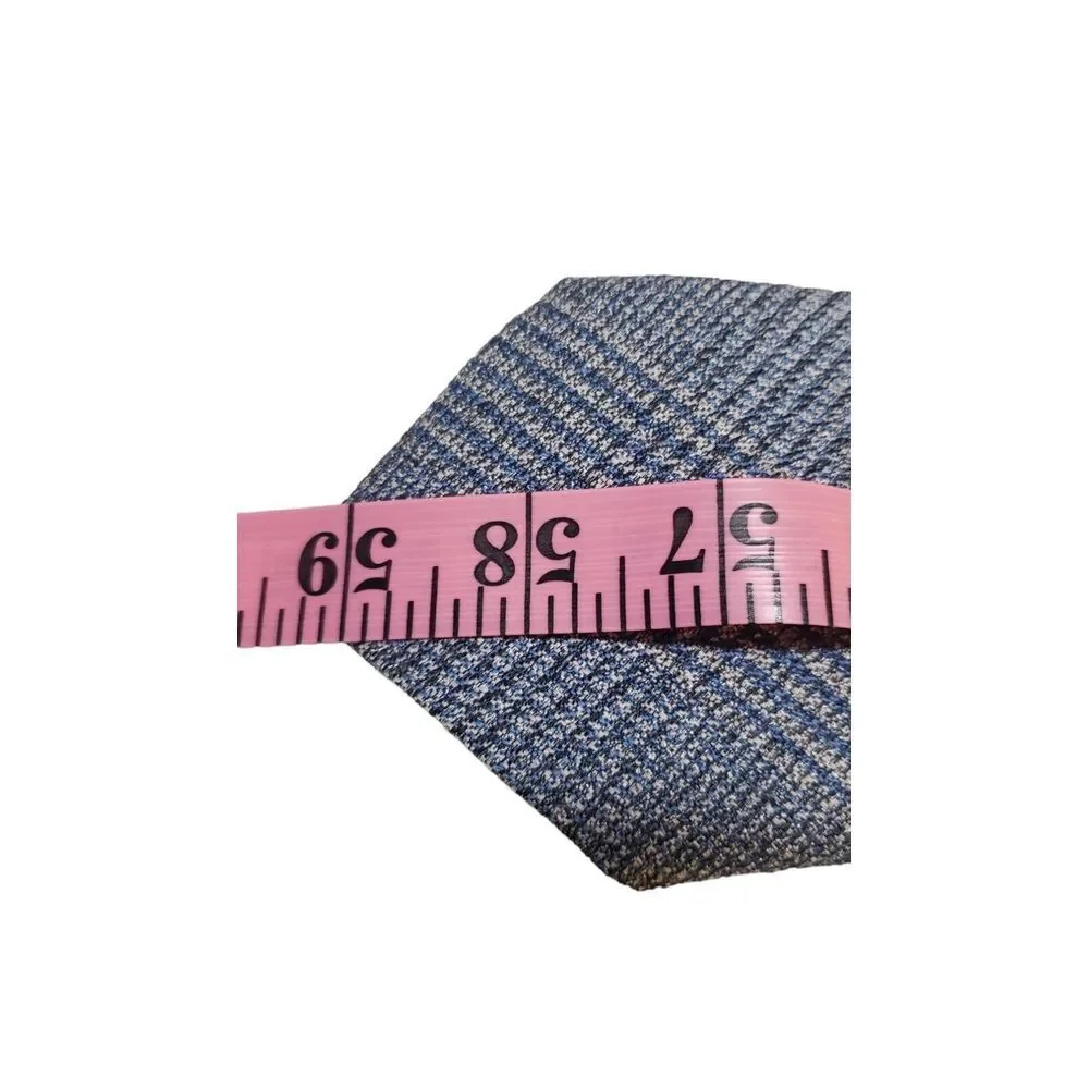 DAVID‎ AUGUST LA DESIGNER Luxury Tie Blue Gray Plaid Thick Silk & Wool Necktie